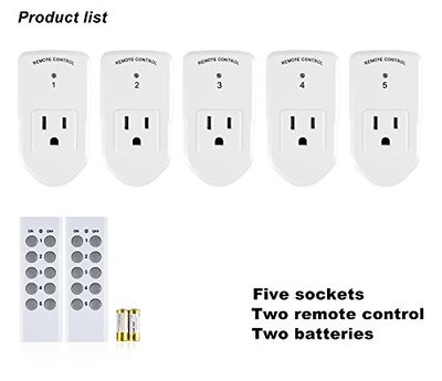 BN-LINK Wireless Remote Control Outlet Switch,5 Remote Sockets +2 Remote Control
