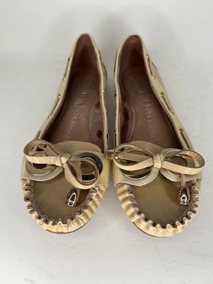 jeffrey campbell shoes loafers slip ons flats women size 7 tan patent leather  - image 2 of 4