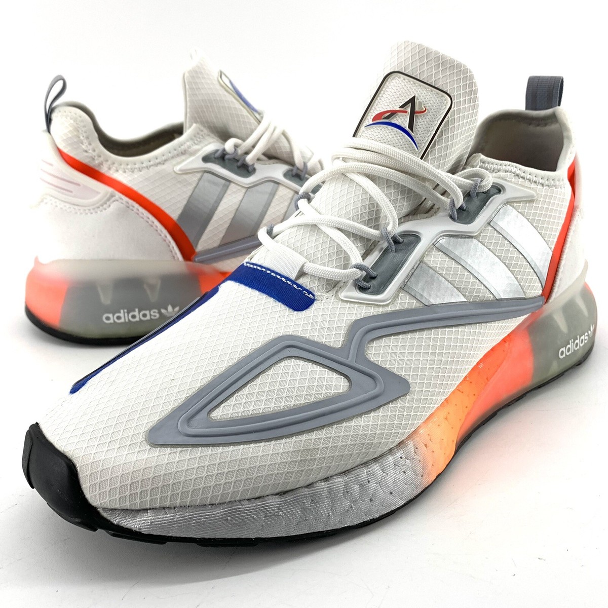 Adidas Men's ZX 2K Boost NASA FY5725 White Silver Orange Adidas Men's ZX 2K Boost NASA FY5725 White Silver Orange