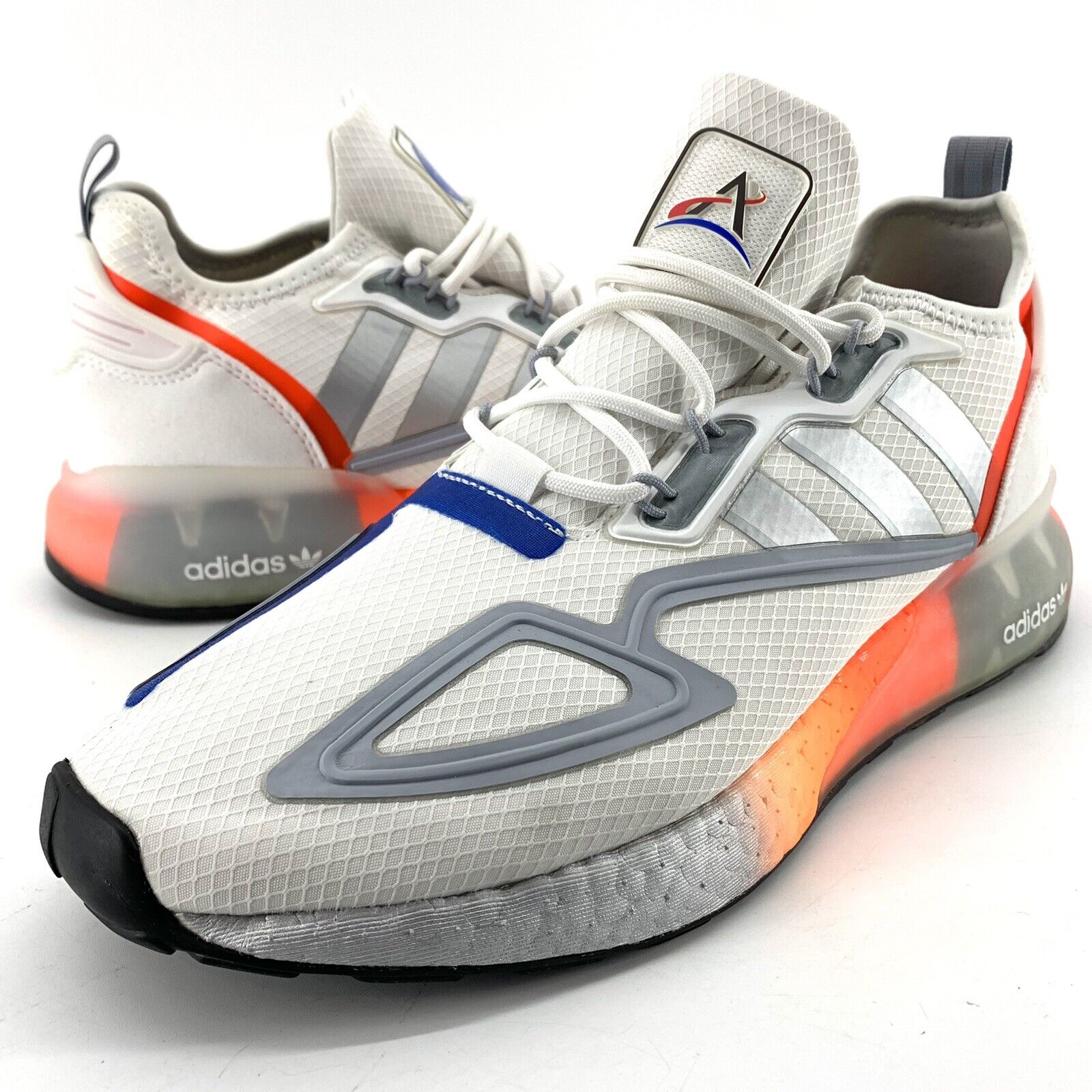 Adidas Men's ZX 2K Boost NASA FY5725 White Silver Orange Blue 