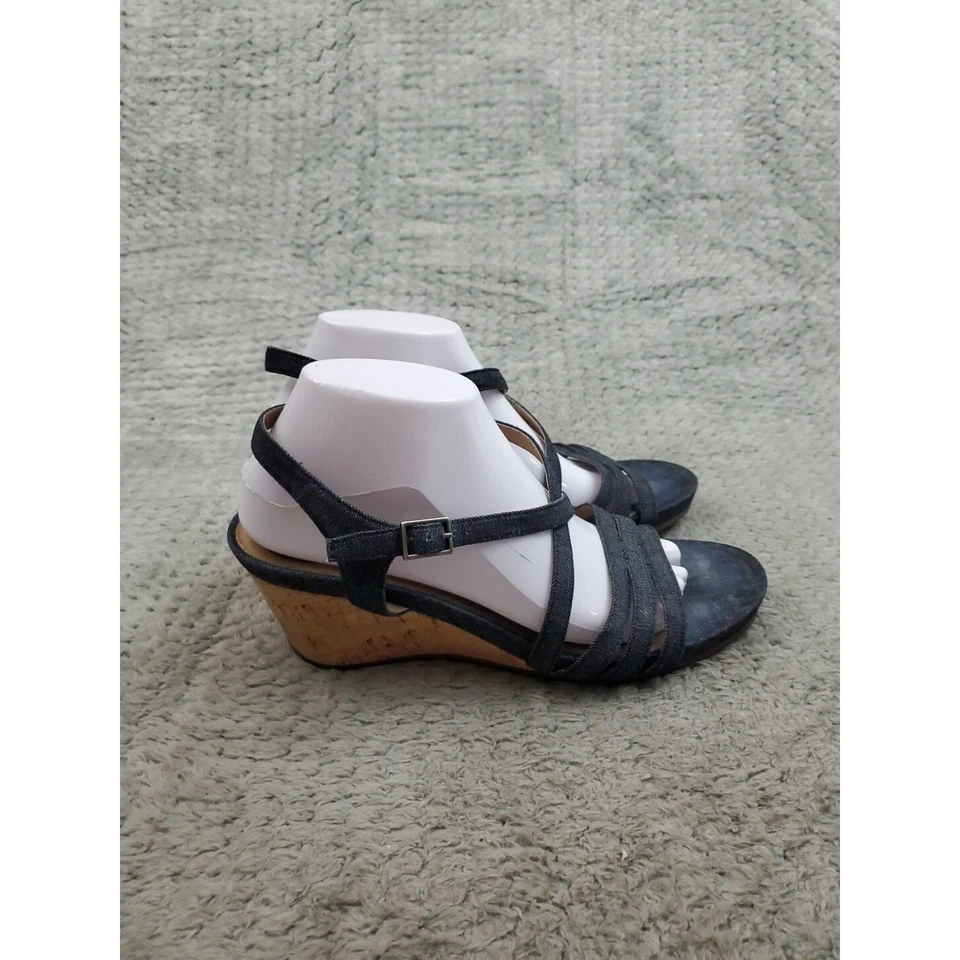 Sandalias de cuña Abeo para mujer talla 10 azul denim con tiras y tirantes cómodas ortopédicas Foto 4 de 4