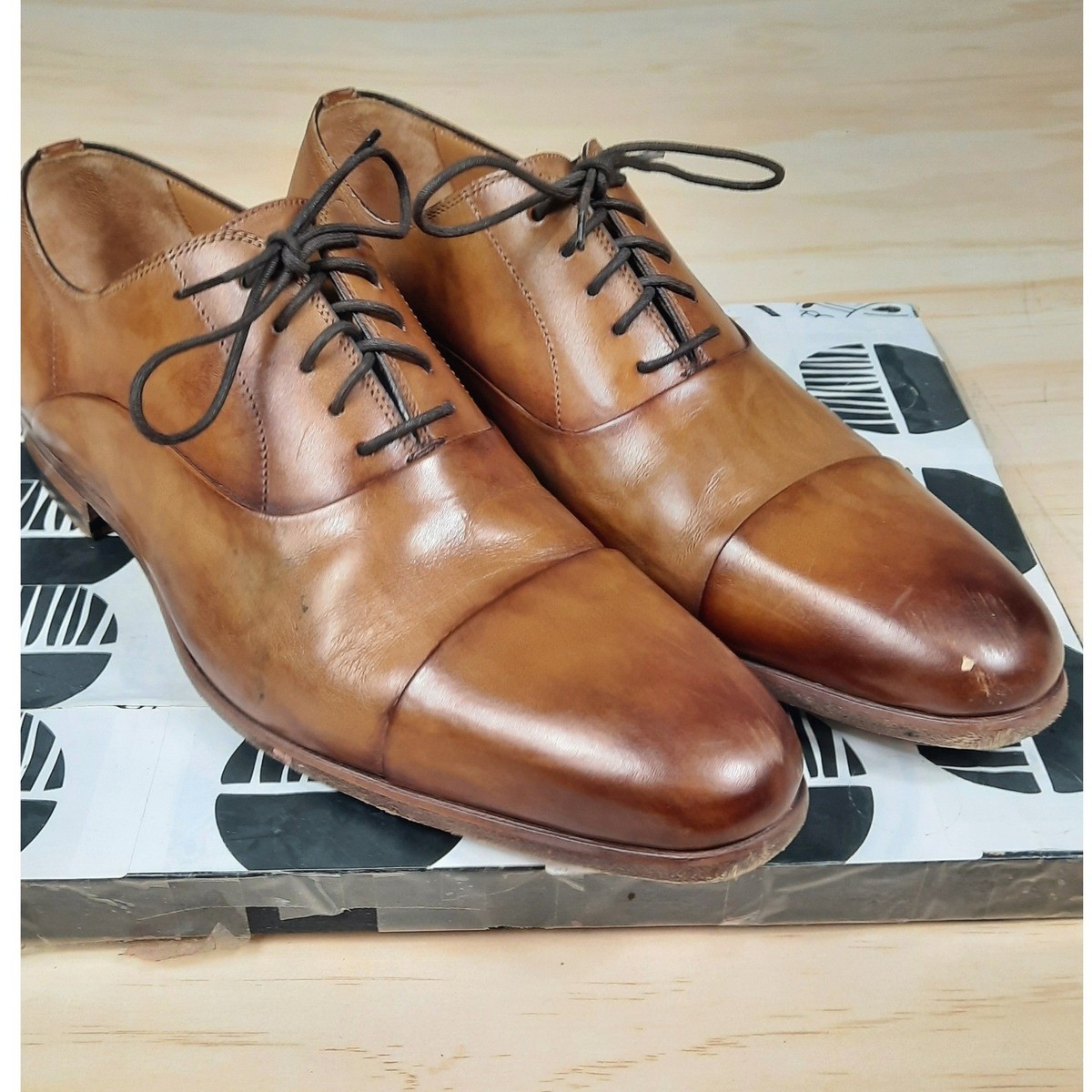 Magnanni Mens Brown Leather Cap Toe Oxford Dress Shoes 23192 