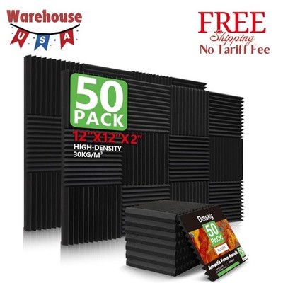 50 Pack Acoustic Foam Panels,2''X 12'' X 12''Sound Proof Foam PanelsHigh Density