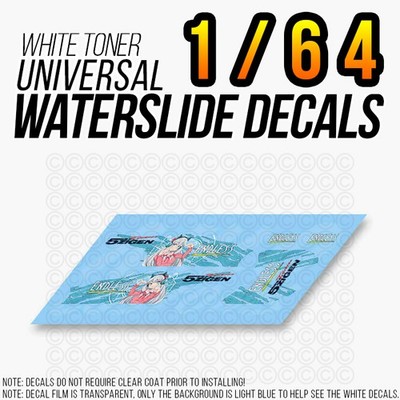 1/64 Scale ANIME ITASHA White Toner Universal WaterSlide Decals for Hot