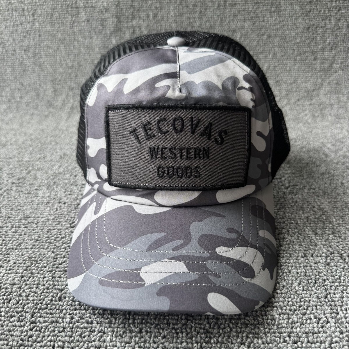 Tecovas Western Goods Trucker Snapback Camo Black Gray Hat