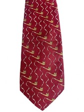 Lee Alison Four-In-Hands Pipe Smoking Tob acco Tie Red Gold