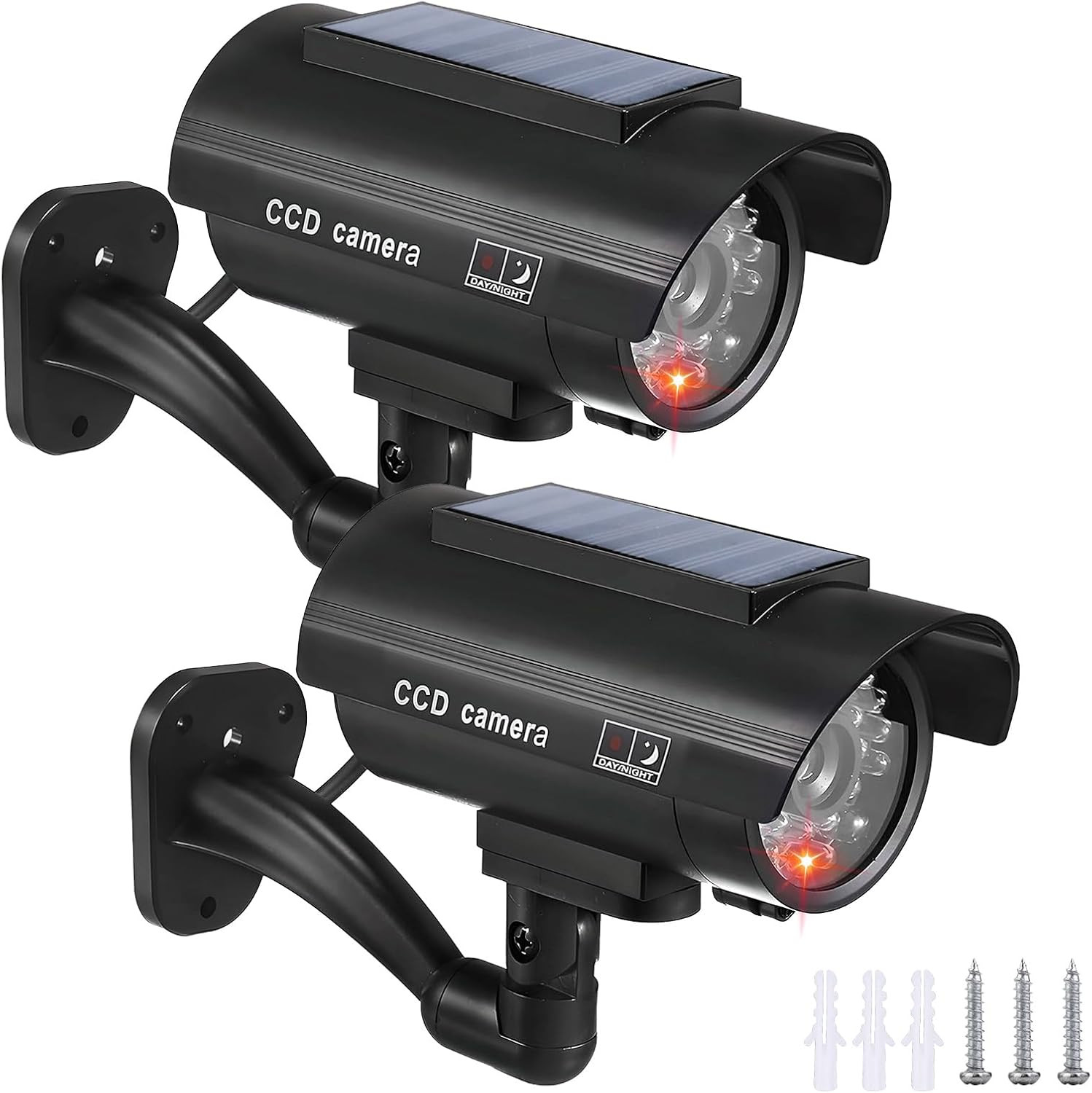 Camera factice exterieur BORDEAG lot de 2 boitiers impermeables avec objectif retro