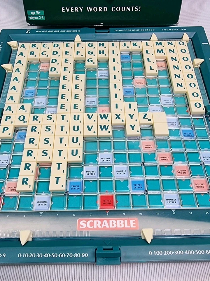 Travel Scrabble Deluxe Clip In Tiles Hard Case Folds Away Mid Game Complete Boxe - Image 2 of 4
