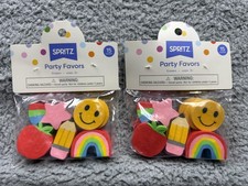 2 -Spritz Party Favors Erasers 15 ct Kids Classroom Rewards Smile Rainbow Pencil