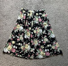 Vintage Y2K 90s Skirt L/XL Floral Pleated Midlength Boho Twee Fairy Cottagecore