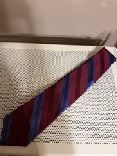 Van Heusen Men's Neck Tie Red/Blue 100% Silk Stripes Made In USA