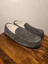 Koolaburra By UGG Slippers Mens Size 10 Gray Suede Moccasin Faux Fur Tipton