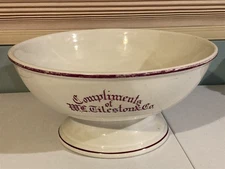 huge antique ironstone bowl, compliments of W.L. Tileston & Co. Tacoma, WA