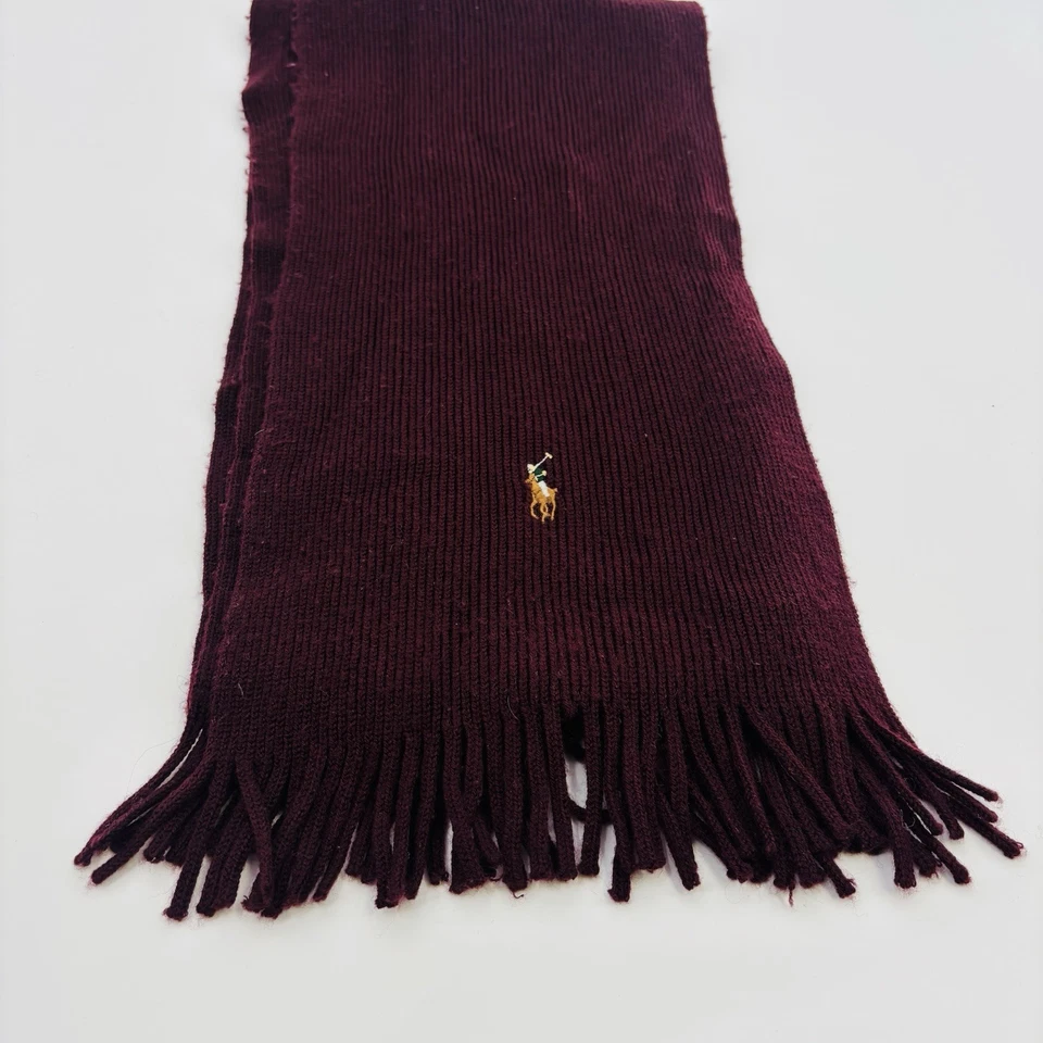 Bufanda Polo Ralph Lauren Vintage Lana Merino Rojo Borgoña Vintage Años 80’s 80’s Foto 2 de 4