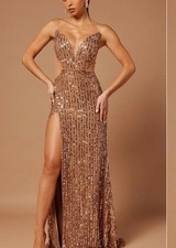 Alessandra Sequin Gown - Nude