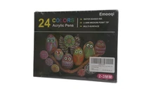 Emooqi Acrylic Paint Marker Pens 24 Colors Set 2-3mm Medium Tip Water-Based Ink