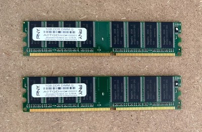 Lot of 2 PNY - 1GB DDR-DIMM Q_AOTQD Memory For Desktops -Tested