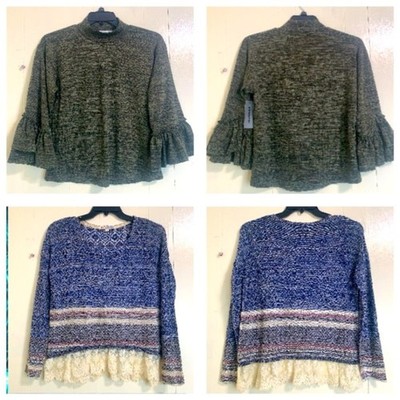 ROMMATES & JOLT Lote 2 Tops Boho Bohemian Bundle Two New Blouses Tops Size Large