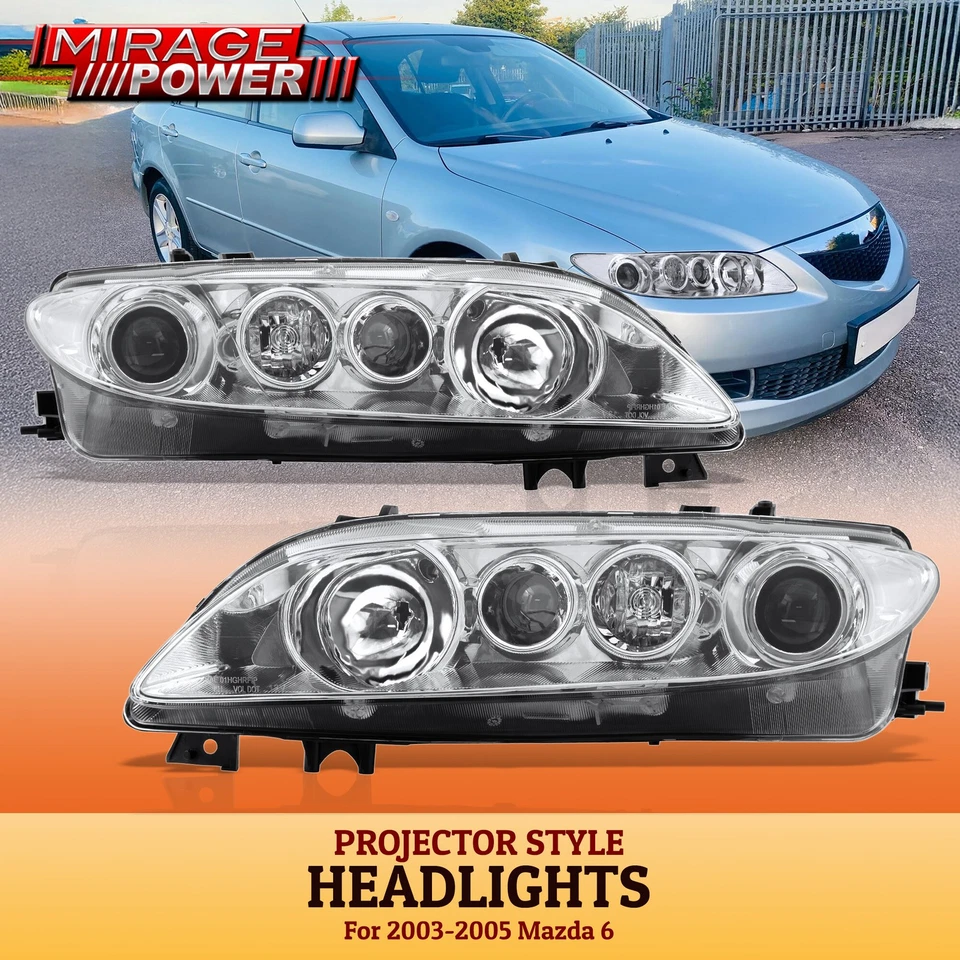 Chrome Clear Signal Projector Headlights Bumper Lamps Pair For 2003-2005 Mazda 6 Foto 2 de 4
