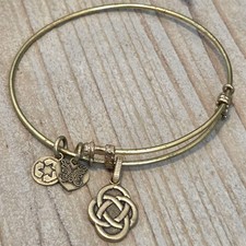 Angelica Brass Tone Celtic Knot Charm Adjustable Bangle Bracelet Made in USA
