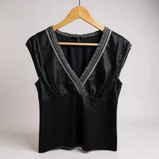 Vintage 90’s The Limited Black Silk Empire Waist Top with Deep V-Neck