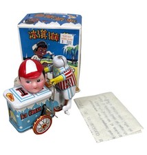 Vintage Windup Toy Ice Cream Vendor Mechanical Tin Toy - NEW w/ BOX