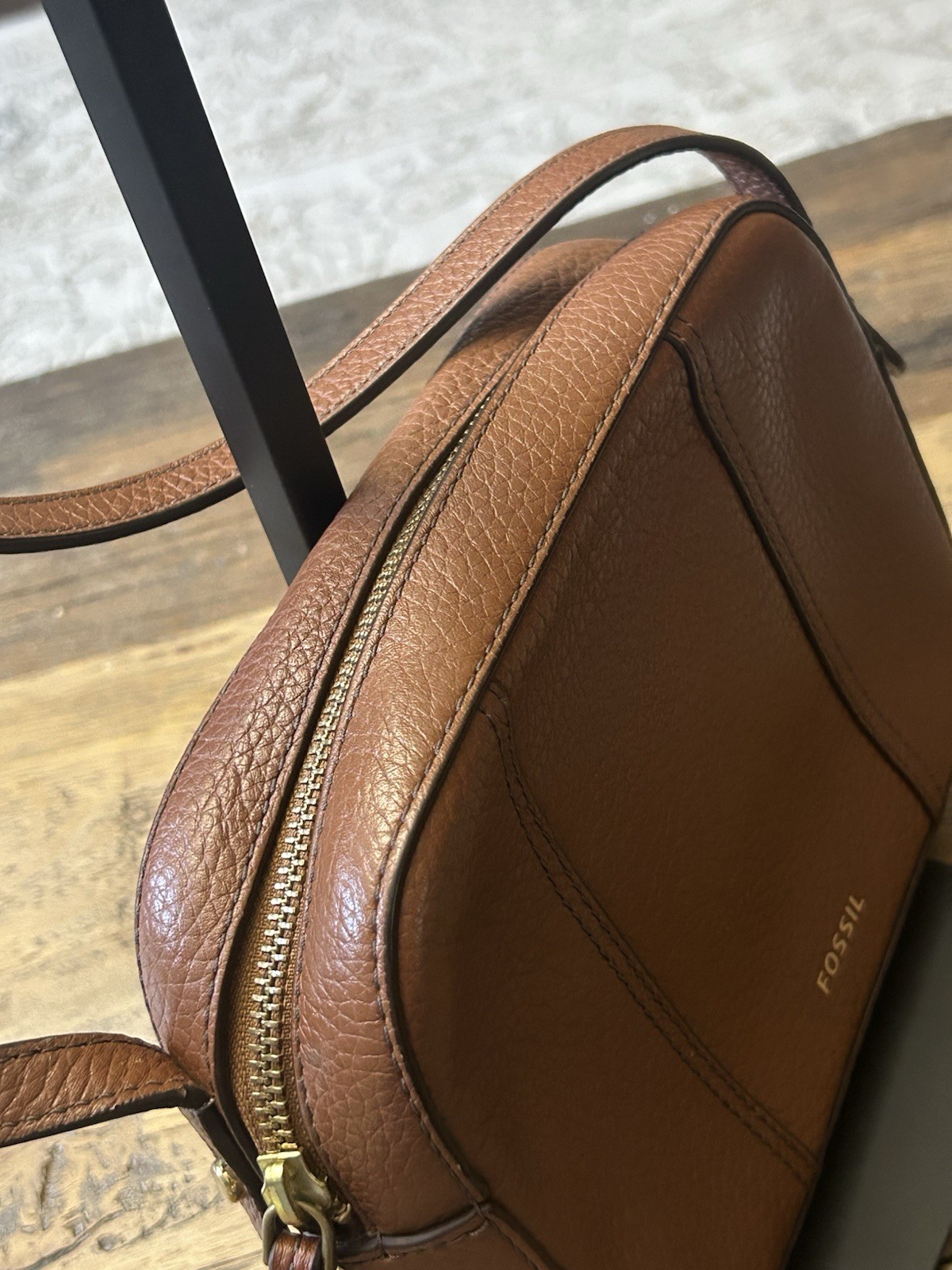 Fossil Jenna Brown Pebbled Leather Crossbody Camera Bag Handbag Messenger 108915 image 4