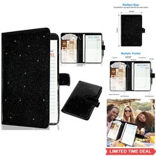Server Book for Waitress Leather Waiter Organizer with Zipper Pocket Bling