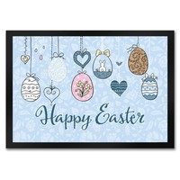 Happy Easter Ostern FußMatte In 35X50 Cm Mit Ostereier-Motiv In Hellblau