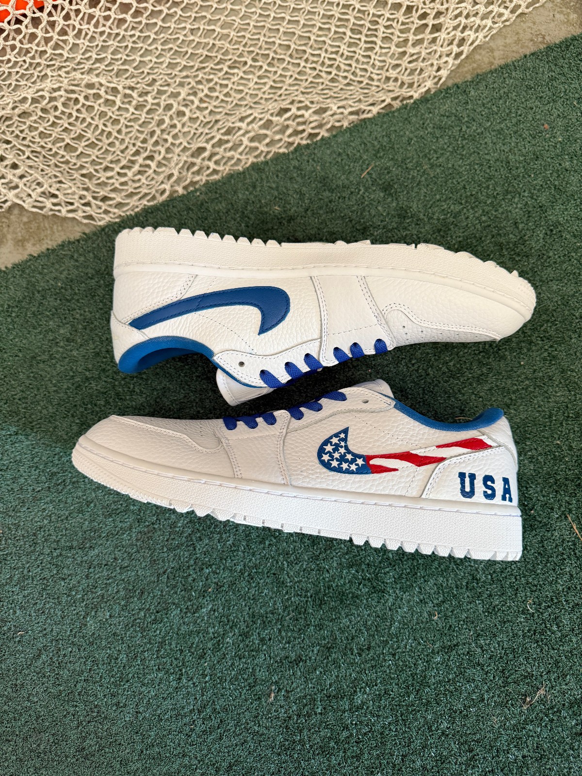 Jordan 1 Golf Low Triple White Custom- Ryder Cup USA Themed Colorway image 3