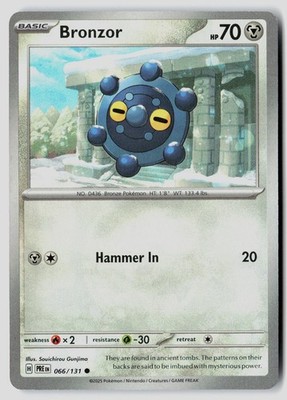 Bronzor (Master Ball Pattern) 066/131 Holo Prismatic Evolutions Pokemon NM