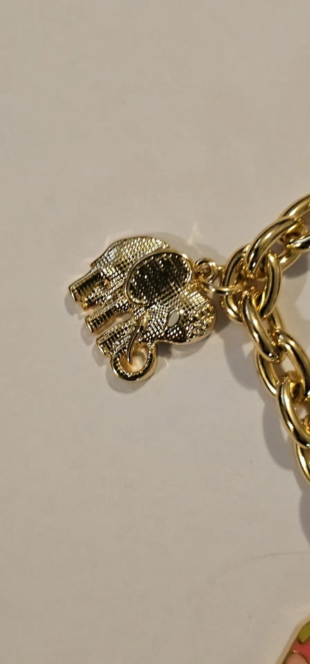 Lilly Pulitzer Gold Charm Bracelet w/ Dress Turtle Elephant Shell Orange EUC - Image 3 of 4