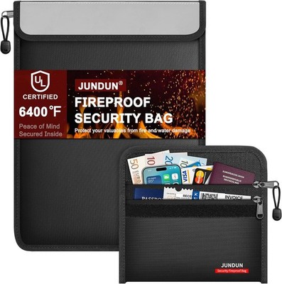 JUNDUN 2er-Set Feuerfeste tasche - 21,5x15cm klein Feuerfeste Geldtasche für 
