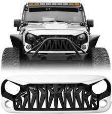 Front Grill Shark Grille Compatible with 2007-2018 Jeep Wrangler Rubicon Sahara