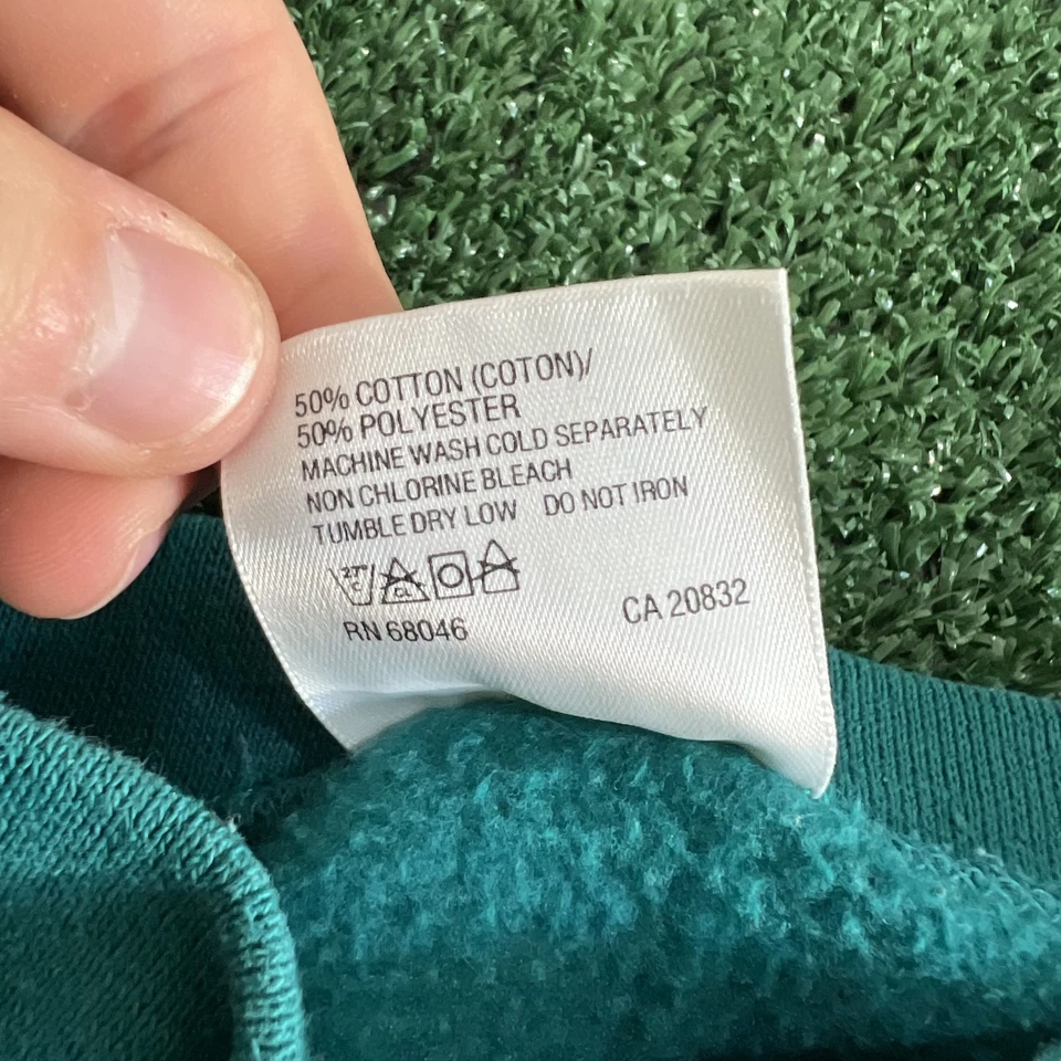 Sudadera De Colección Tultex Cuello Redondo Para Hombres Grande Verde Azulado Superwight Blanco EE. UU. 90s Foto 3 de 4