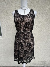 Express Dress Womens XS Black Floral Lace Tank Mini Sheath Cocktail Wedding