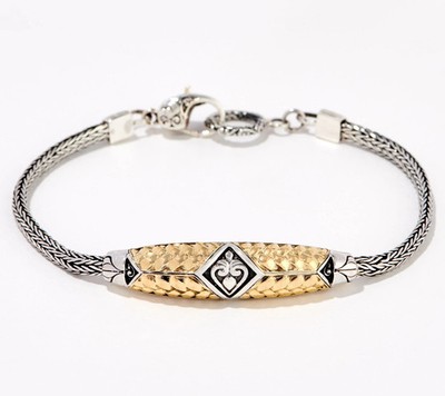 Handwerklich handgefertigtes Sterlingsilber & 18K Gold ausgefallenes Bahnhofsarmband, 6-3/4''