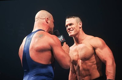 Kurt Angle John Cena face off during Thursday Night SmackDown - Wrestling Photo