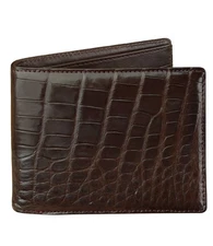Brown Leather Bifold Wallet Men's Skin Wallet Real Crocodile RFID Block Wallet