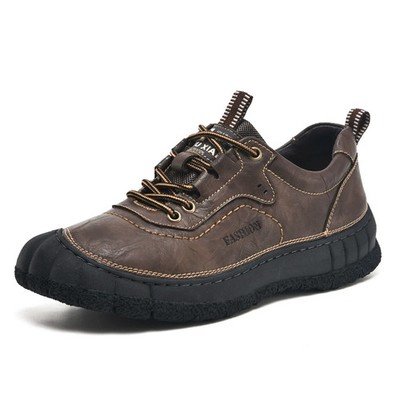 Men's Outdoor Hiking Shoes Real Cow Leather Shoes Anti-slip Rubber Sole Sneakers