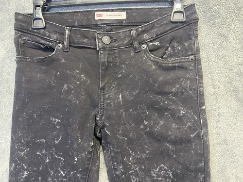 Levi's 710 Super Skinny Black Marble Stretch Jeans Girl’s Size 14 Regular New - Picture 2 of 10