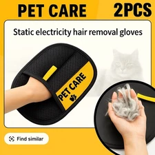 2 Pet Static Electricity Hair Removal Glove Multipurpose Dog Cat Grooming Tool