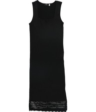 T Tahari Womens Ribbed Midi Bodycon Dress, Black, Large
