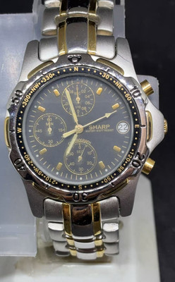 SHARP CHRONOGRAPH QUARTZ BLACK DIAL SHP8502 Men's Watch Run (Lot2849)