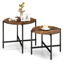 Round Coffee Table Set of 2 21.5"  25.5" Nesting Coffee Tables Circle End Table