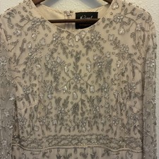 Mac Duggal Porcelain Color Beaded Dress Sz14-Style 81012 NWT