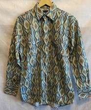 WRANGLER Checotah Size M Southwest Aztec Print Pearl Snap Western Shirt Men's