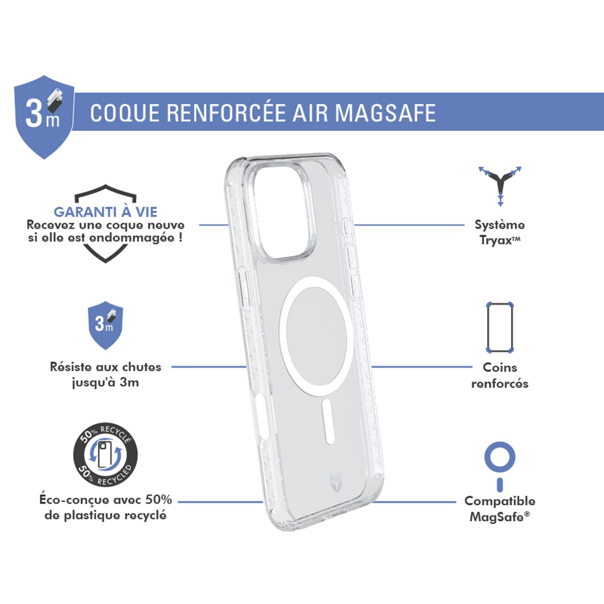 Coque antichoc Tryax 3M pour iPhone 16 Pro Max protection renforcée AIR
