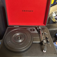 Crosley CR8005A-BK Portable Vinyl Turntable Record Player Hard Case with Cords
