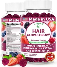 Lunakai Hair Glow & Grow 60 Gummies Horsetail Saw Palmetto Mixed Berry Flavor